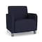 Lesro Siena Lounge Reception Wide Guest Chair w/ Front Casters, Brushed Steel Back Legs, OH Navy Uph SN1201 - alternate 1